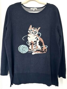 Astrologie Cat Whimsical Pullover Blue Knit Sweater Women’s XL